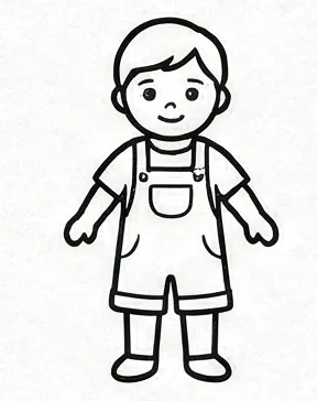 a drawing of a boy with a apron.webp